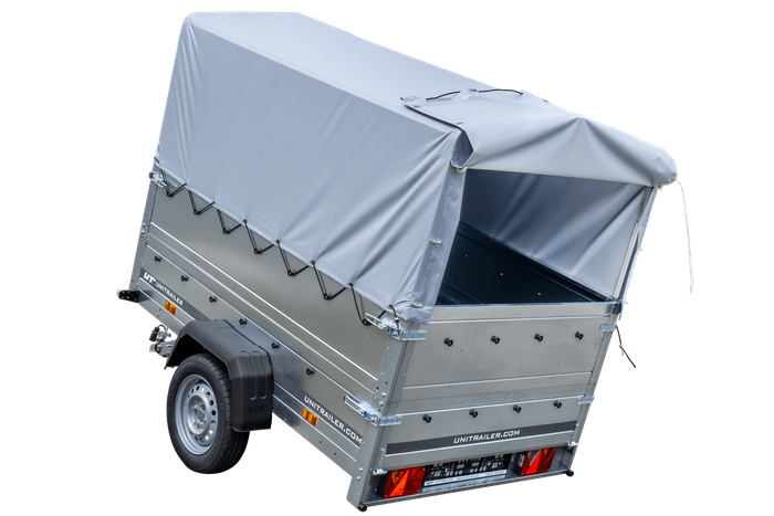 Remorque simple essieu 200x125 avec bâche haute, arceau, rehausses de ridelles et roue jockey - Garden Trailer 201 KIPP