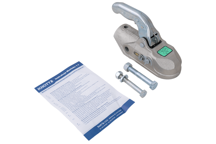Attelage à boule KNOTT K35-A pour remorque de 3 500 kg avec timon tubulaire de 50 mm, en fonte