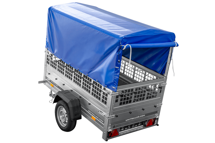Remorque tôle non freinée Garden Trailer 200 KIPP 200x106 cm [avec rehausses grillagées, bâche haute et arceau]