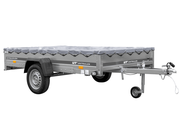 Remorque voiture 264x150 UNITRAILER GARDEN 265 KIPP avec châssis H-0 et bâche grise