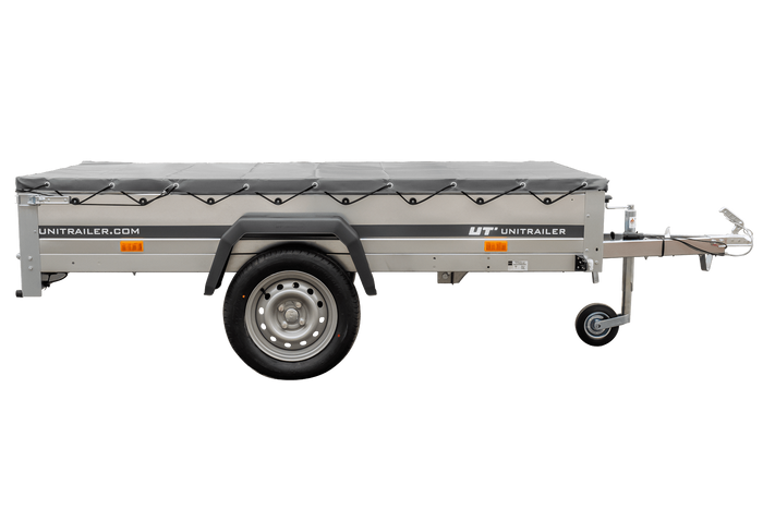 Remorque galvanisée 230 x 125 cm Garden Trailer 230 KIPP [avec roue jockey, bâche plate et tiges de support bâche]