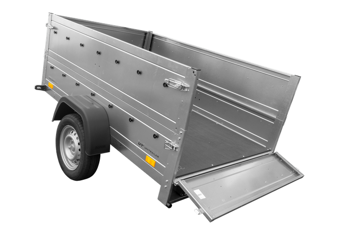 Remorque de voiture Garden Trailer 201 KIPP 500 kg 200 x 125 cm [avec rehausses de ridelles et roue jockey]