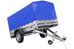 Remorque routière avec bâche haute bleue, arceau H-800 et roue jockey 230x125 Garden Trailer 230 KIPP