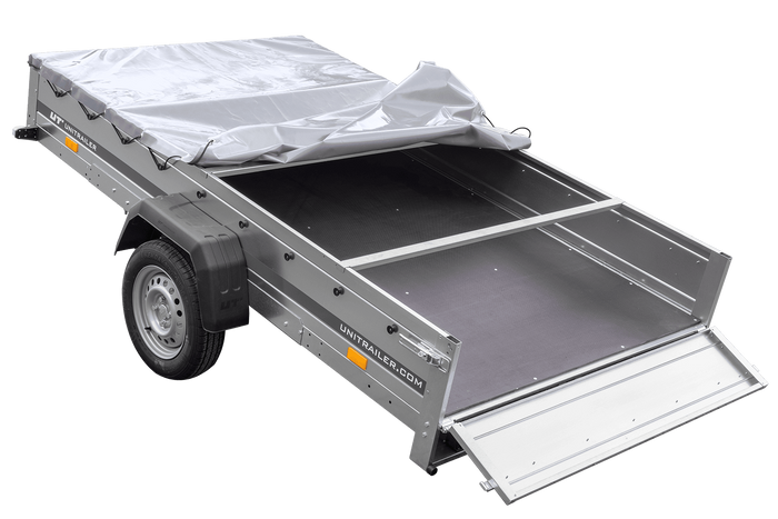 Remorque voiture 264x150 UNITRAILER GARDEN 265 KIPP avec châssis H-0 et bâche grise