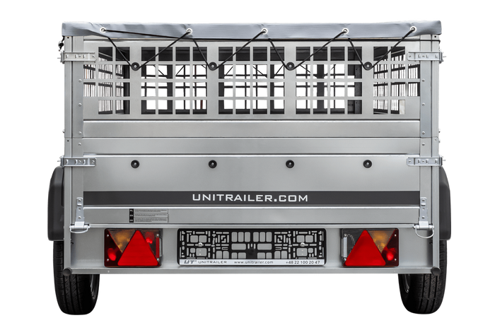 Grande remorque 230x125 avec bâche plate, ridelles grillagées, roue jockey et tiges de support bâche - Garden Trailer 230 KIPP