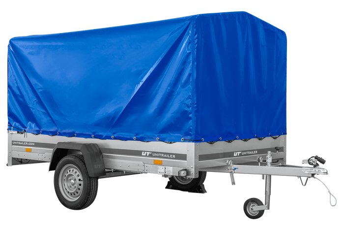 Remorque à essieu 264x150 UNITRAILER GARDEN 265 KIPP avec arceau H-1100 et bâche bleue