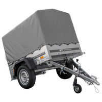 Remorque 1 essieu 150x106 bâche + arceau, PTAC 500 kg Garden Trailer 150 KIPP [avec roue jockey]