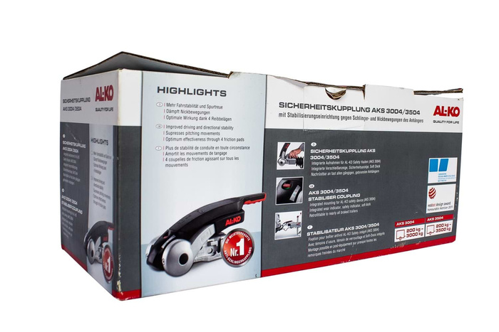 Attelage à boule AL-KO AKS3004 avec stabilisateur pour remorque de 3000kg avec timon tubulaire de 50mm