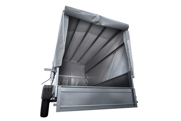 REMORQUE DE JARDIN 264 KIPP AVEC ROUE DE SUPPORT, CADRE H-1100 ET BACHE GRISE