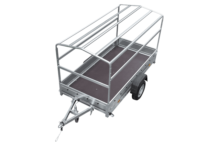 REMORQUE DE JARDIN 264 KIPP AVEC ROUE DE SUPPORT, CADRE H-1100 ET BACHE GRISE