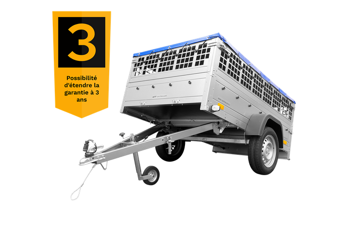 Remorque utilitaire 200x125 avec bâche plate, ridelles grillagées et roue jockey - Garden Trailer 201 KIPP