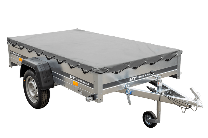 Remorque galvanisée 230 x 125 cm Garden Trailer 230 KIPP [avec roue jockey, bâche plate et tiges de support bâche]