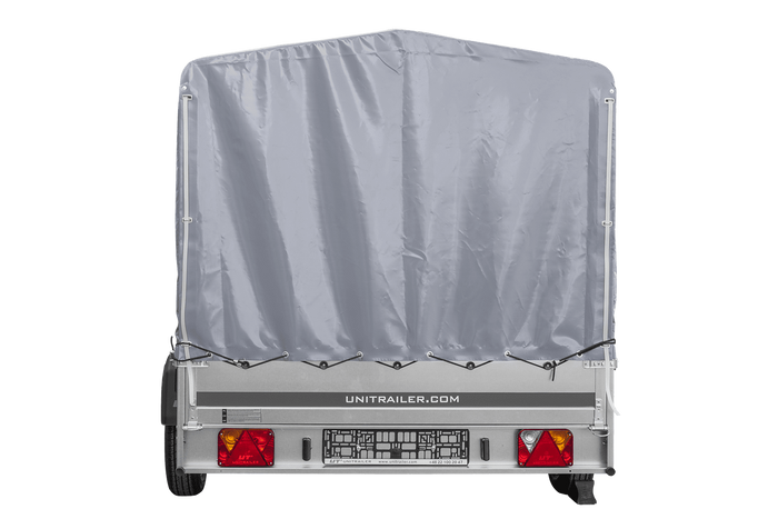 Remorque à un essieu  264x150 UNITRAILER GARDEN 265 KIPP avec châssis H-1100 et bâche grise