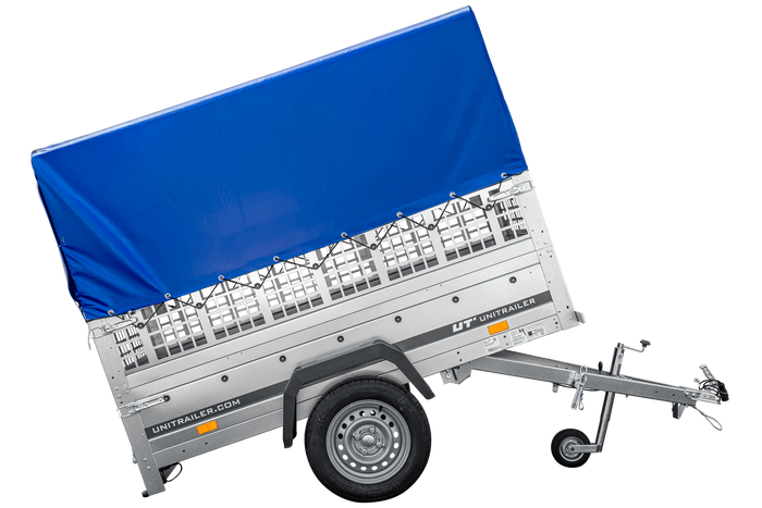 Remorque tôle non freinée Garden Trailer 200 KIPP 200x106 cm [avec rehausses grillagées, bâche haute et arceau]