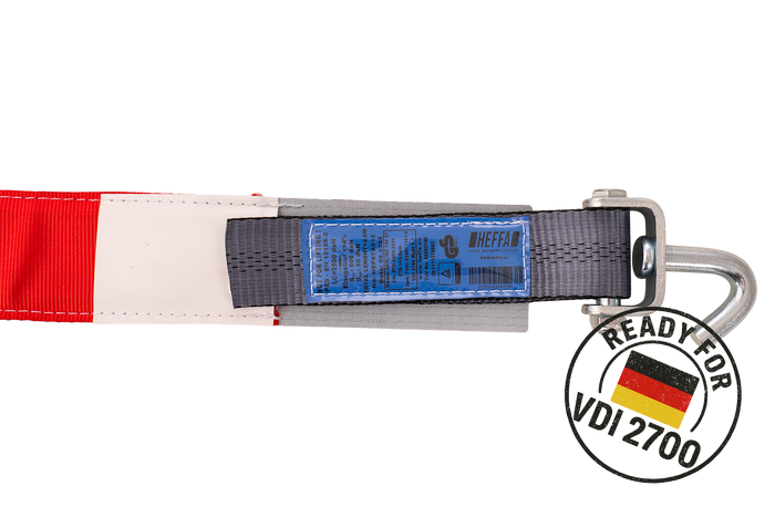 Lot de quatre sangles de transport, d'arrimage pour remorque HEFFA CARLINE 130,  fixation des roues 2,8 m/50 mm/5 t VDI 2700