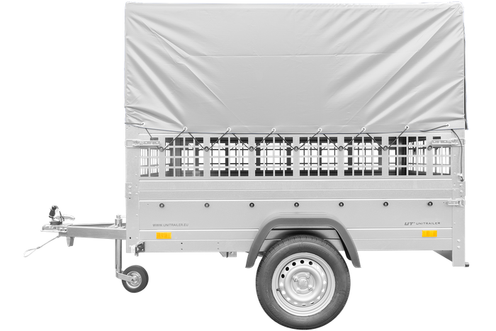 Remorque pour permis B Garden Trailer 201 KIPP 500 kg 200 x 125 cm [avec rehausses grillagées, bâche haute, arceau et roue jockey]