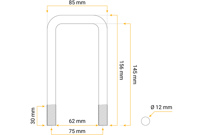 U-boulon/étrier M12 145/62/145
