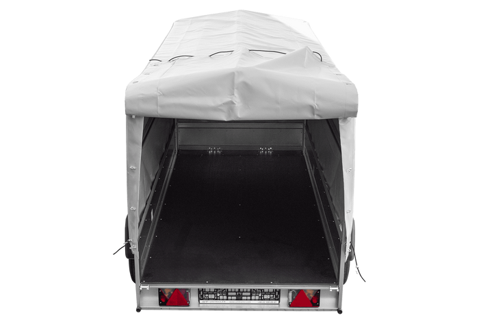 REMORQUE DE JARDIN 264/2 KIPP AVEC ROUE DE SUPPORT, CADRE H-1100 BACHE GRISE