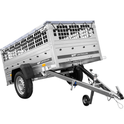 Remorque grillagée 200x106 avec bâche plate grise, ridelles grillagées et roue jockey - Garden Trailer 200 KIPP